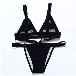 Black Strapy Mesh Bikini